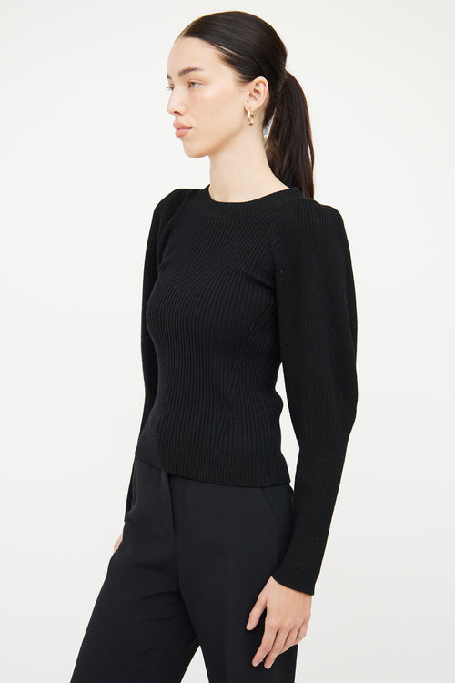 Anine Bing Black Wool Ribbed Knit Sweater