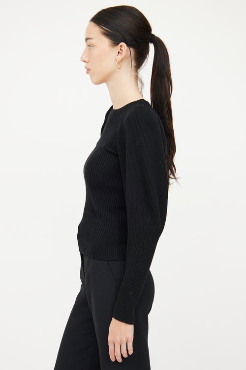 Anine Bing Black Wool Ribbed Knit Sweater