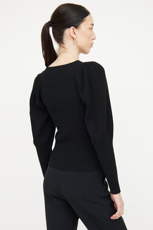 Anine Bing Black Wool Ribbed Knit Sweater