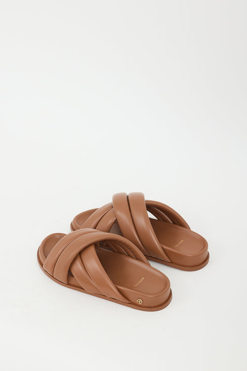 Anine Bing Brown Leather Lizzie Slide