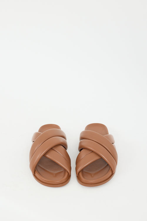 Anine Bing Brown Leather Lizzie Slide