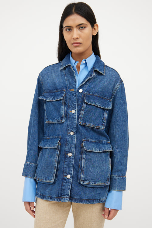 Anine Bing Medium Wash Denim Alden Chore Jacket