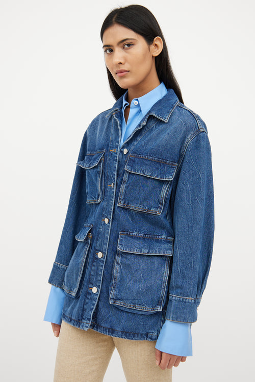 Anine Bing Medium Wash Denim Alden Chore Jacket