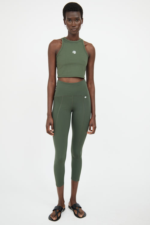 Anine Bing Green Sports Bra 
Legging Set