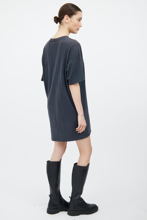 Anine Bing Grey 
White Wild Heart T-Shirt Dress