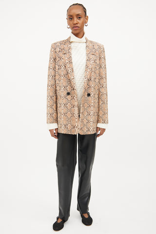 Anine Bing Brown Print Long Sleeve Blazer