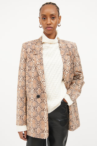 Anine Bing Brown Print Long Sleeve Blazer