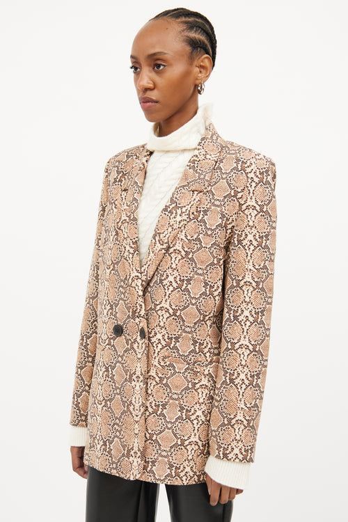 Anine Bing Brown Print Long Sleeve Blazer