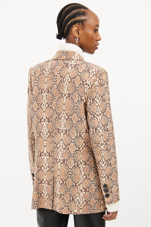 Anine Bing Brown Print Long Sleeve Blazer