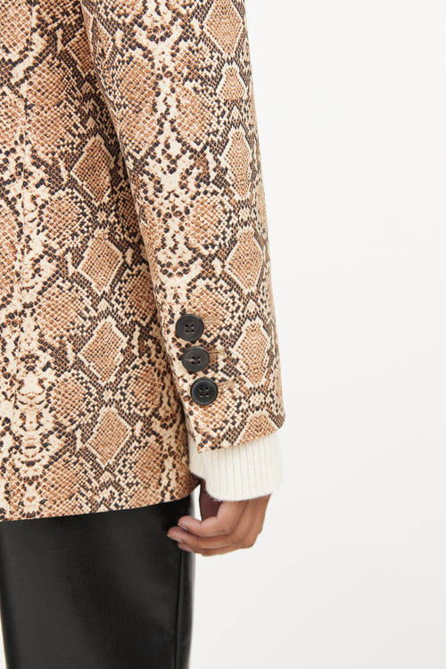 Anine Bing Brown Print Long Sleeve Blazer