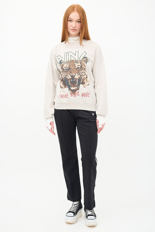 Anine Bing Beige 
Multi Graphic Crewneck