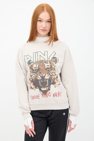 Anine Bing Beige 
Multi Graphic Crewneck