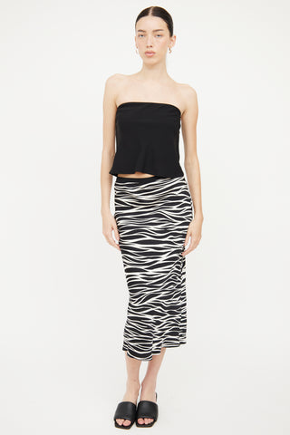 Anine Bing Black 
White Printed Silk Skirt