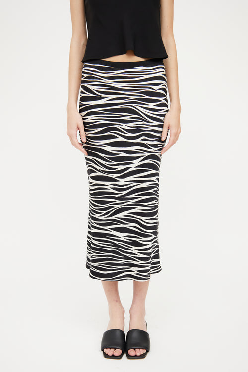 Anine Bing Black 
White Printed Silk Skirt