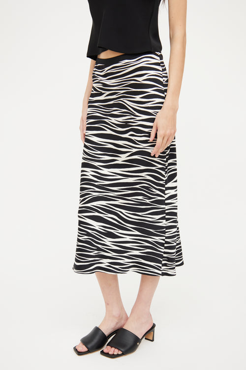 Anine Bing Black 
White Printed Silk Skirt