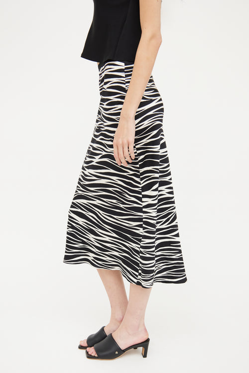 Anine Bing Black 
White Printed Silk Skirt