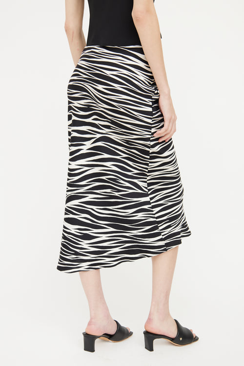 Anine Bing Black 
White Printed Silk Skirt