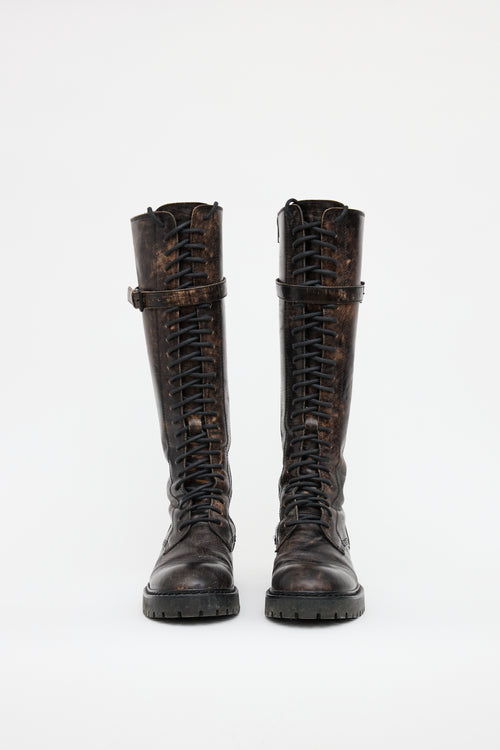 Ann Demeulemeester Brown Danny Combat Boot