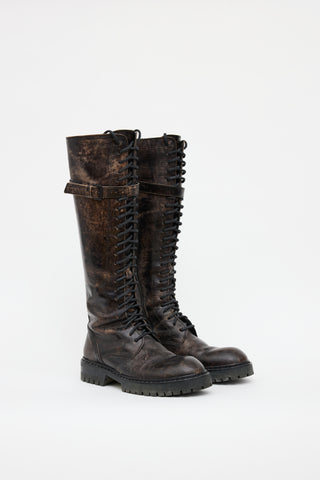 Ann Demeulemeester Brown Danny Combat Boot