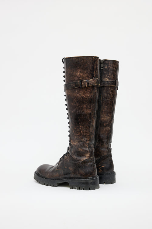 Ann Demeulemeester Brown Danny Combat Boot