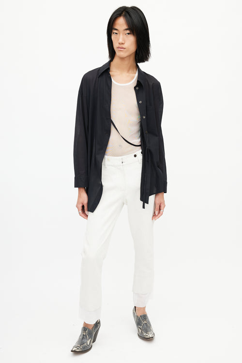 Ann Demeulemeester Black Asymmetrical Tie Shirt