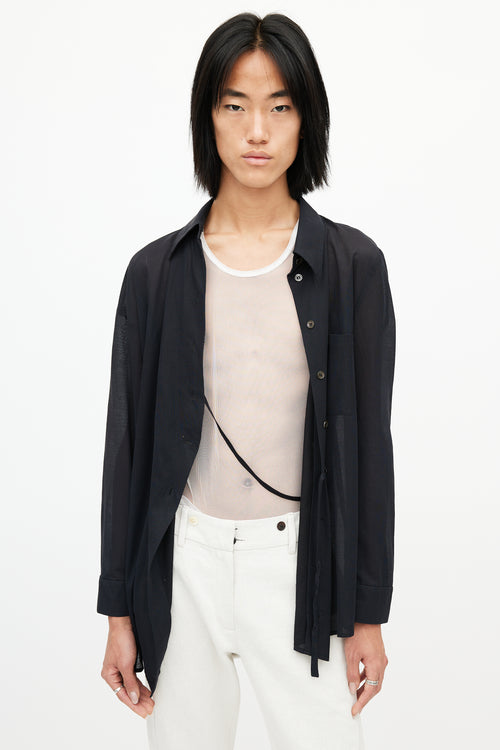 Ann Demeulemeester Black Asymmetrical Tie Shirt