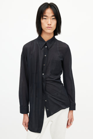 Ann Demeulemeester Black Asymmetrical Tie Shirt