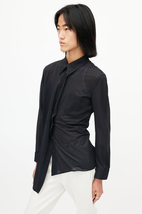 Ann Demeulemeester Black Asymmetrical Tie Shirt