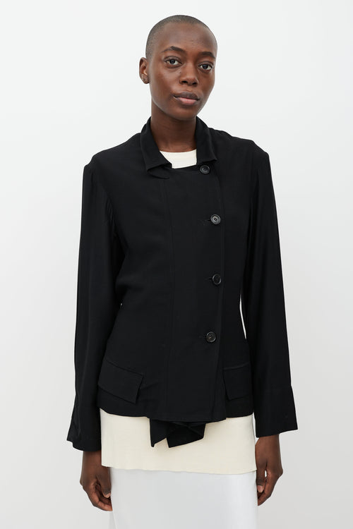 Ann Demeulemeester Black Double Breasted Belted Jacket