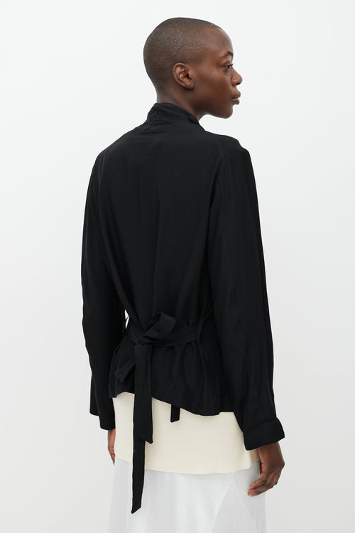 Ann Demeulemeester Black Double Breasted Belted Jacket