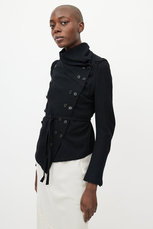 Ann Demeulemeester Black Wool Asymmetrical Buttoned Jacket