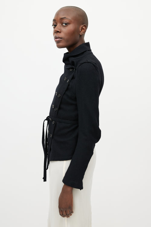 Ann Demeulemeester Black Wool Asymmetrical Buttoned Jacket