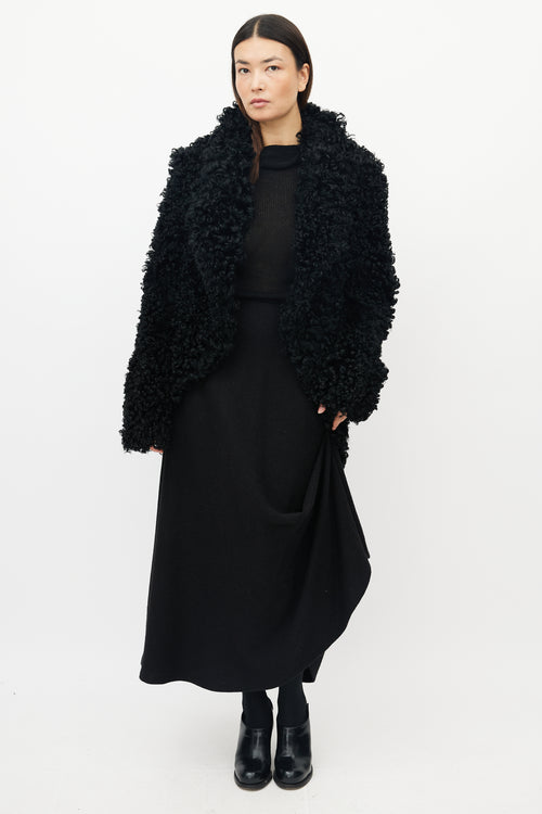 Ann Demeulemeester Black Lamb Shearling Jacket