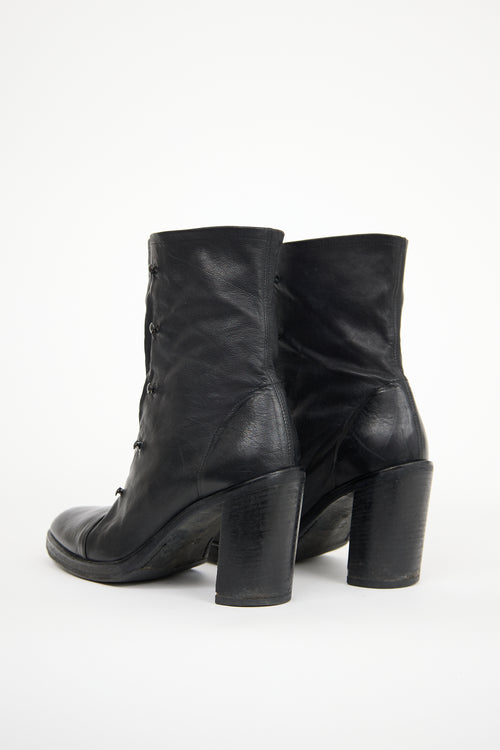 Ann Demeulemeester Black Leather Ankle Boot