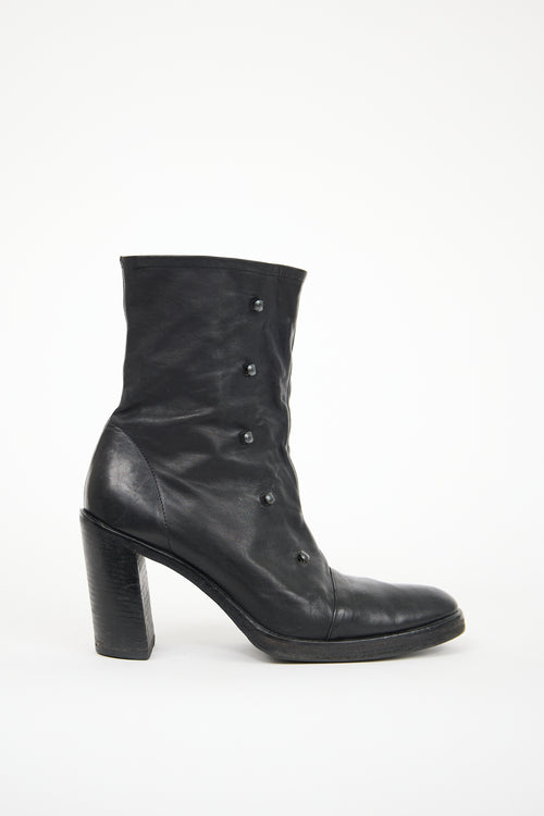 Ann Demeulemeester Black Leather Ankle Boot