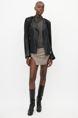 Ann Demeulemeester Black Leather Belted Jacket