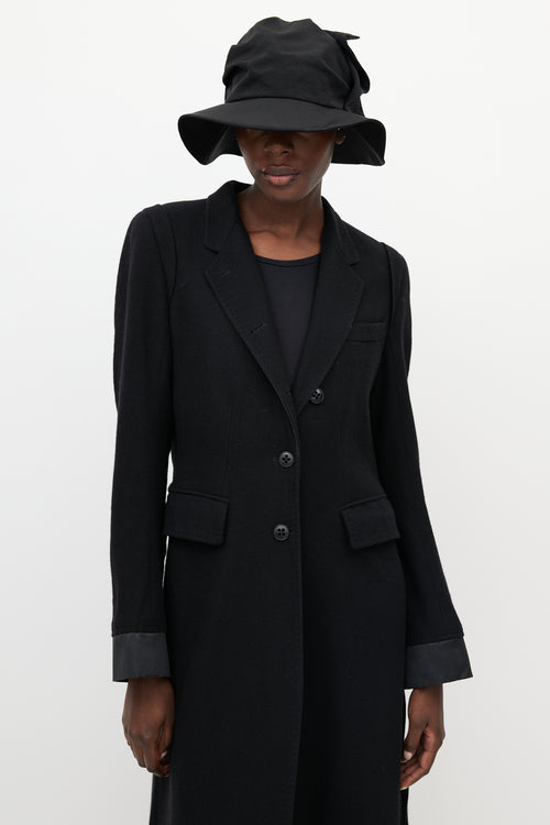 Ann Demeulemeester Black Wool Cinched Long Coat