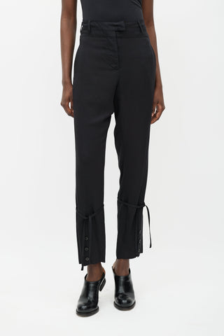 Ann Demeulemeester Black Straight Leg Drawstring Trouser