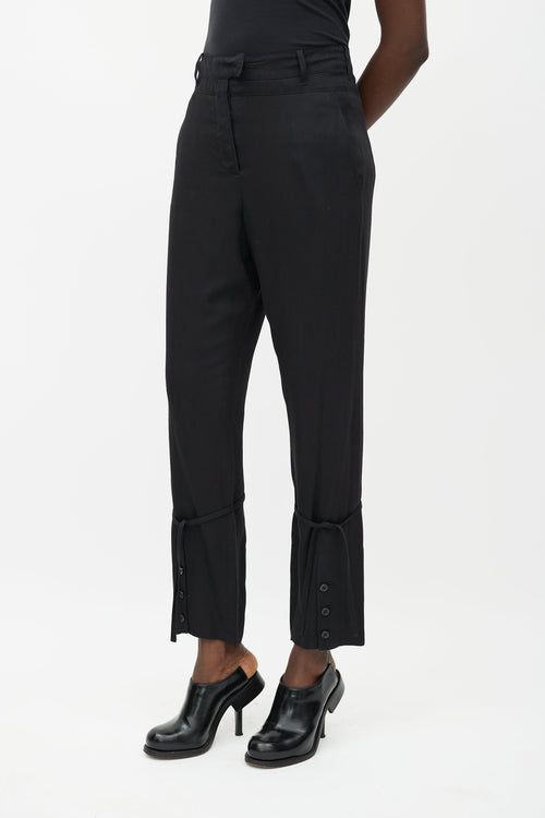 Ann Demeulemeester Black Straight Leg Drawstring Trouser