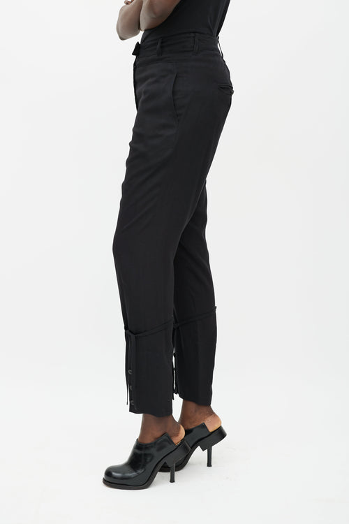 Ann Demeulemeester Black Straight Leg Drawstring Trouser