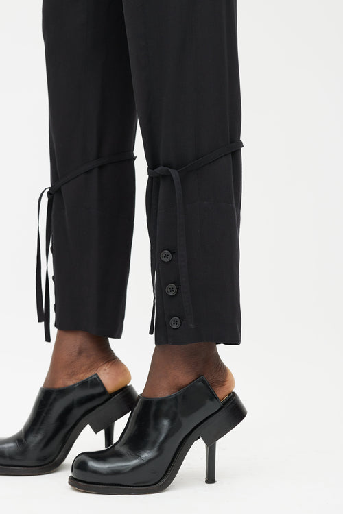 Ann Demeulemeester Black Straight Leg Drawstring Trouser