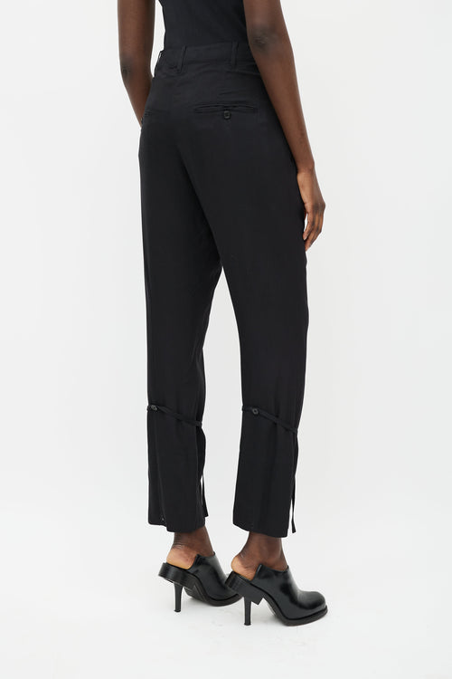 Ann Demeulemeester Black Straight Leg Drawstring Trouser