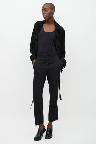 Ann Demeulemeester Black Straight Leg Drawstring Trouser