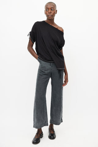 Ann Demeulemeester Black Tie Asymmetrical Top