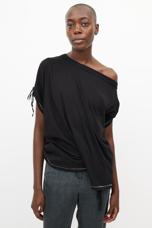 Ann Demeulemeester Black Tie Asymmetrical Top