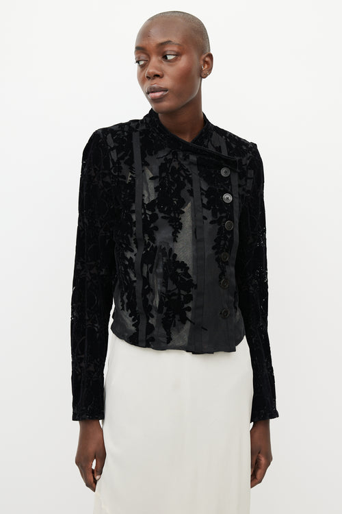 Ann Demeulemeester Black Mesh 
Velvet Floral Jacket