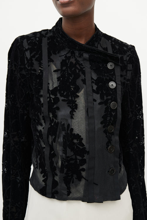 Ann Demeulemeester Black Mesh 
Velvet Floral Jacket