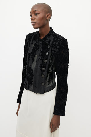 Ann Demeulemeester Black Mesh 
Velvet Floral Jacket