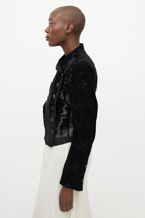 Ann Demeulemeester Black Mesh 
Velvet Floral Jacket