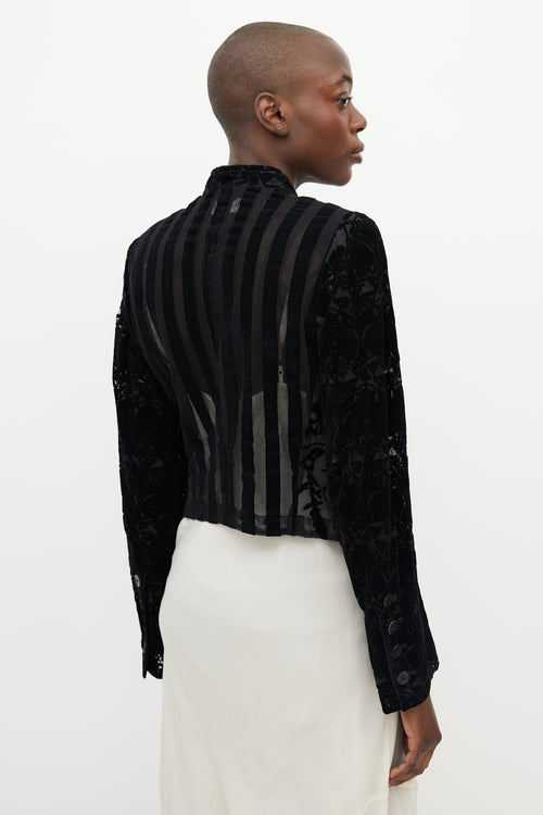 Ann Demeulemeester Black Mesh 
Velvet Floral Jacket